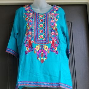 Beautifully embroidered teal top